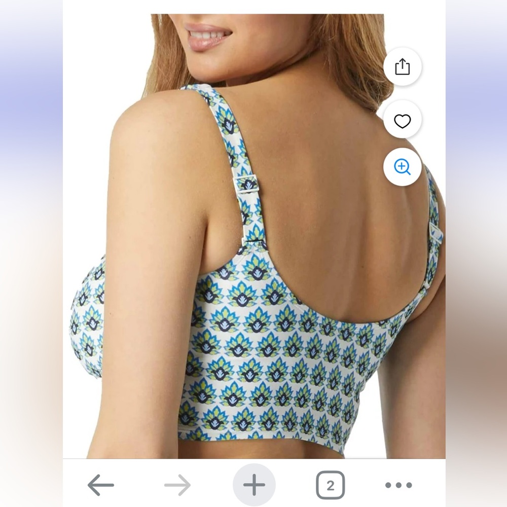 Coco Reef Blue Ruched Tie Front Crop Tank Top - Picture 2 of 13